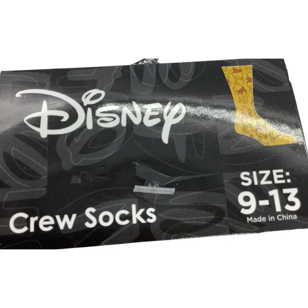 Disney‎ Winnie The Pooh Bear Crew Socks 2 Pairs Size 9-13 NEW